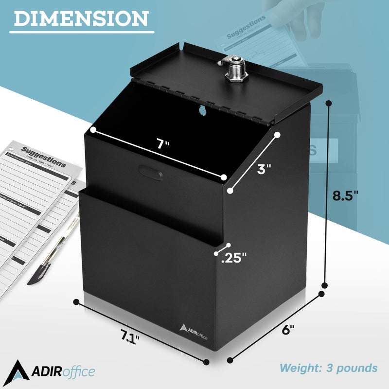 Adir Corp. Steel Suggestion/Key Drop Box (Black) - Image 5